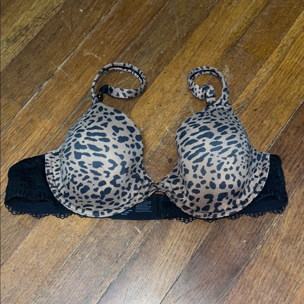 Soma Leopard Print Bra with Black Lace